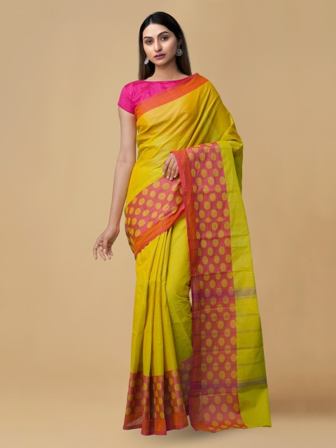 

Unnati Silks Green Pure Cotton Woven Design Kanjeevaram Saree