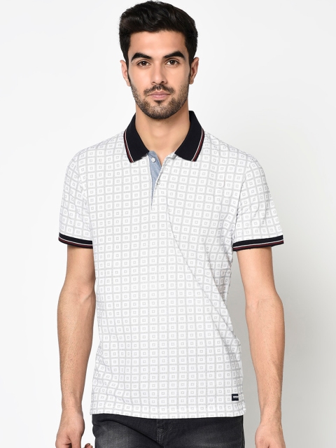 

Octave Men White & Grey Printed Polo Collar T-shirt