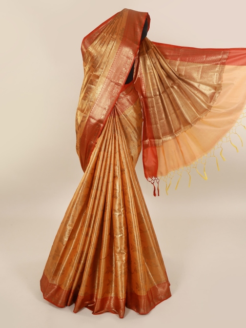 

Pothys Rust Solid Cotton Blend Saree