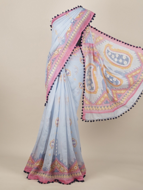 

Pothys Blue Woven Design Linen Blend Saree