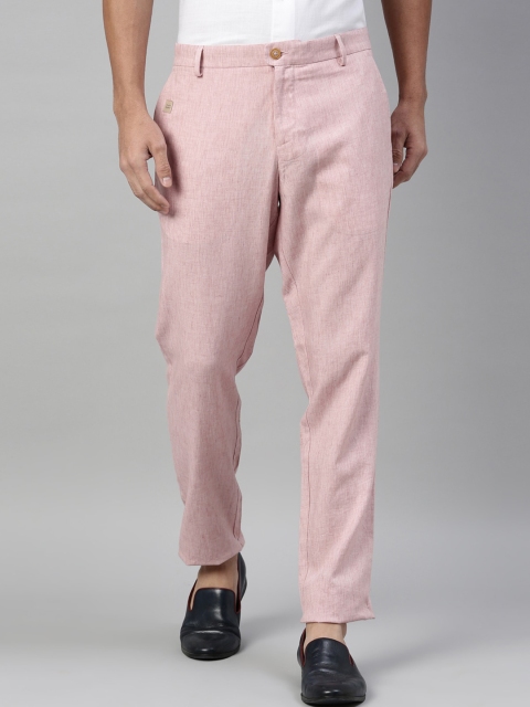 

RARE RABBIT Men Pink Regular Fit Solid Regular Trousers