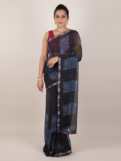 

Pothys Black Printed Poly Georgette Saree