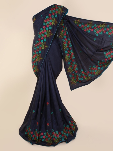 

Pothys Blue Embroidered Art Silk Saree