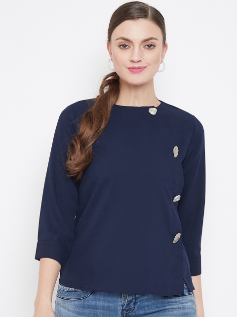 

Madame Navy Blue Solid Regular Top