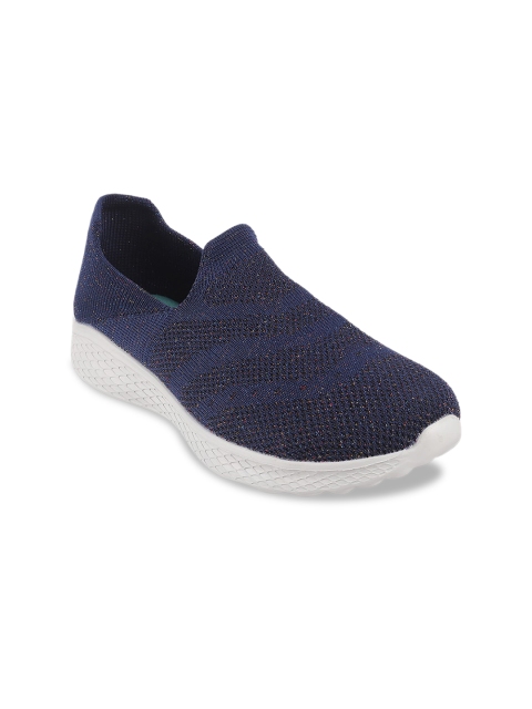 

Metro Women Blue Woven Design Slip-On Sneakers