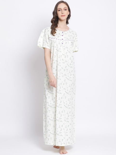 

Kanvin Off-White & Green Printed Nightdress