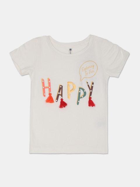 

Cherokee Girls White Printed Round Neck T-shirt