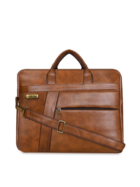

LOREM Unisex Tan Brown Textured 16" Laptop Bag