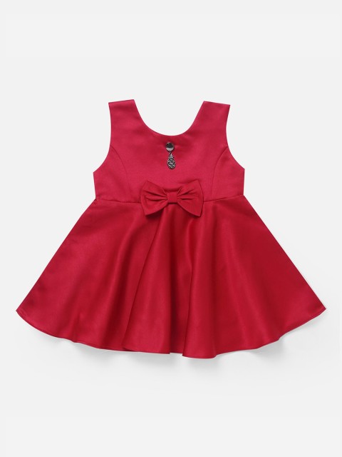

The Magic Wand Girls Maroon Solid Fit and Flare Dress