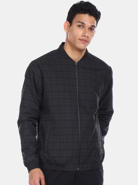 

U.S. Polo Assn. Men Charcoal Black Checked Bomber Jacket