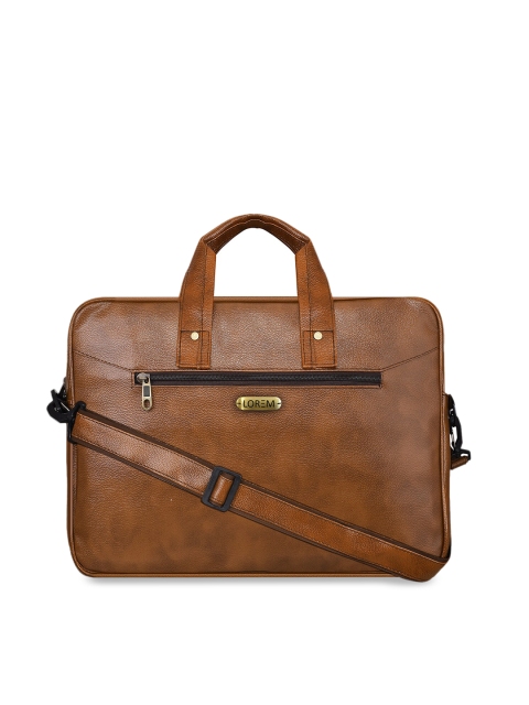 

LOREM Unisex Tan Brown Textured 16" Laptop Bag