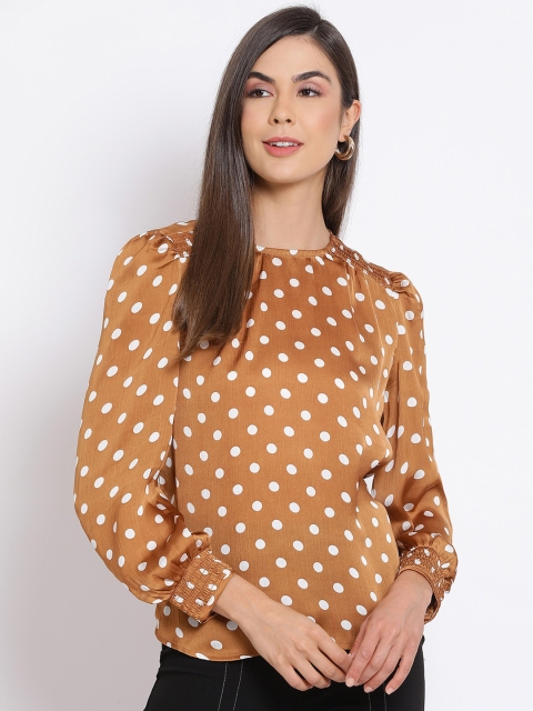 

Oxolloxo Brown Printed Puff Sleeves Regular Top