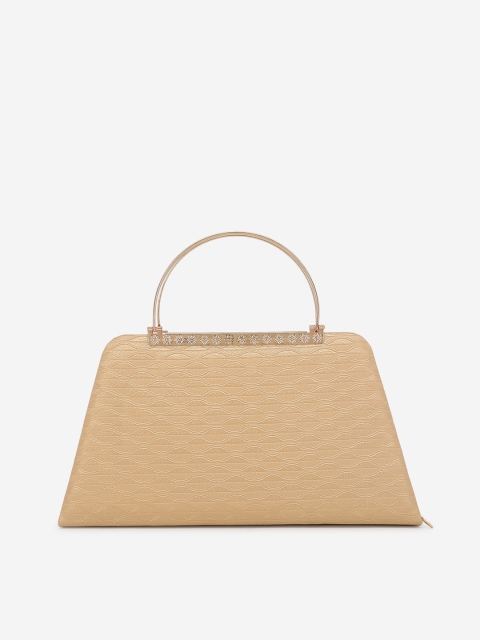 

Element Cart Beige & Gold-Toned Textured Embellished Clutch