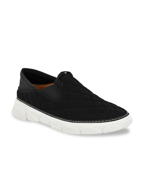

Mactree Men Black Woven Design Slip-on Sneakers