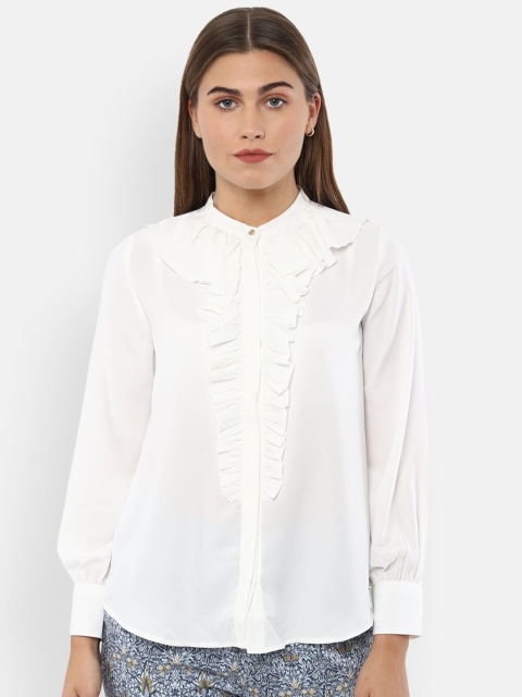 

Van Heusen Woman Women White Regular Fit Solid Casual Shirt