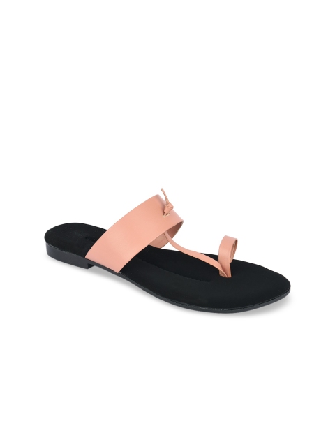 

DESI COLOUR Women Peach-Coloured Solid Open Toe Flats