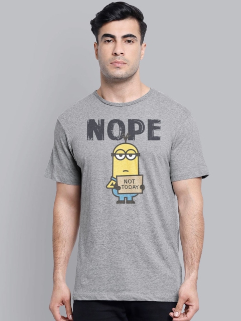 

Free Authority Men Grey Minions Printed Round Neck T-shirt