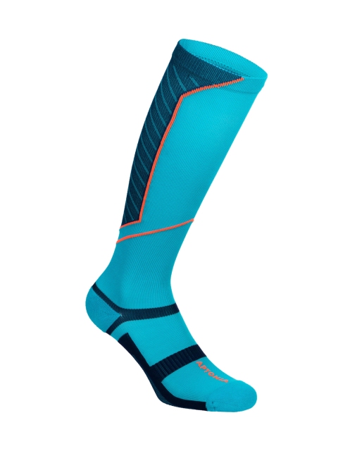 

Aptonia By Decathlon Turquoise-Blue & Black Patterned Recovery Compression Calf-Length Socks