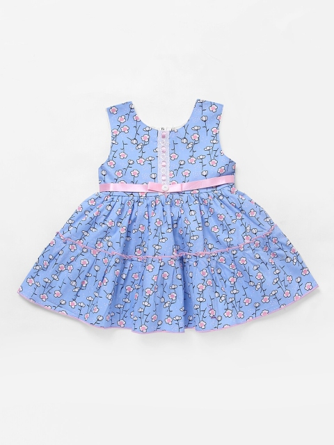 

The Magic Wand Girls Blue & Pink Floral Printed Fit and Flare Dress