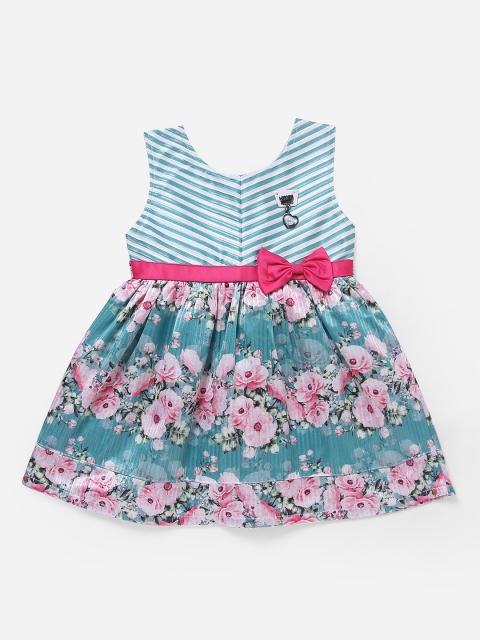 

The Magic Wand Girls Green Printed Fit and Flare Dress