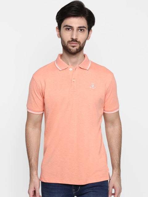 

Cantabil Men Peach-Coloured Solid Polo Collar T-shirt