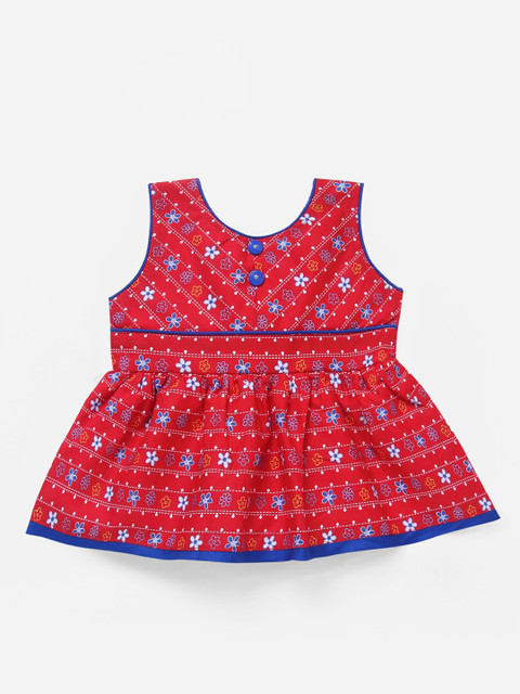 

The Magic Wand Girls Red Printed Fit and Flare Dress