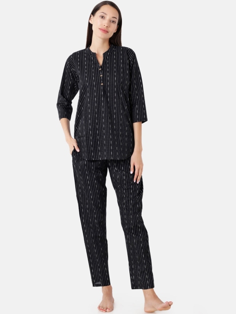 

Sand Dune Women Black Striped Night suit