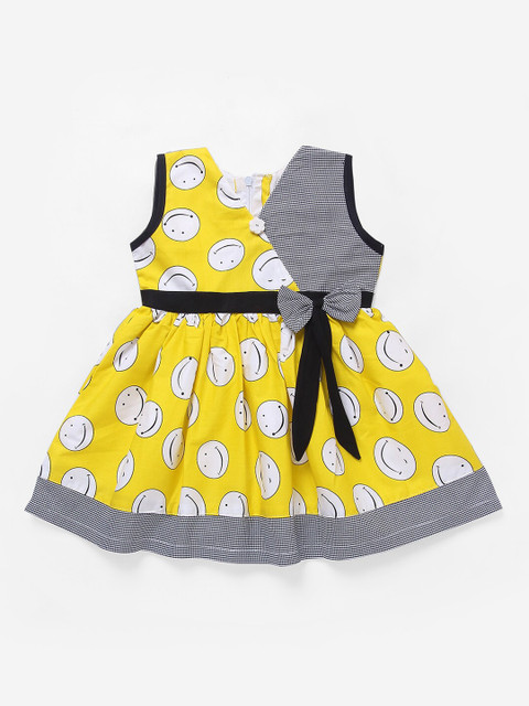 

The Magic Wand Girls Yellow Printed Fit and Flare Dress