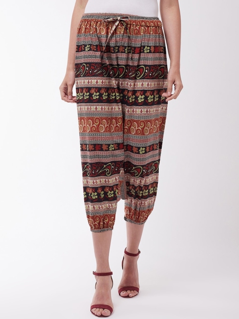 

InWeave Women Brown & Red Printed Cropped Harem Pants