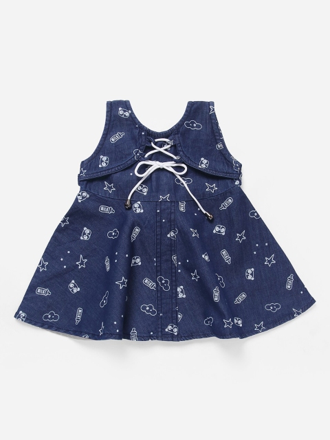 

The Magic Wand Girls Blue Printed Fit and Flare Dress