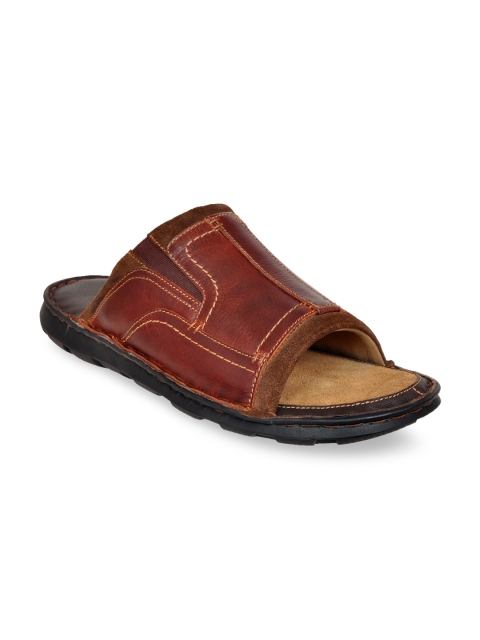 

Allen Cooper Men Brown Leather Comfort Sandals