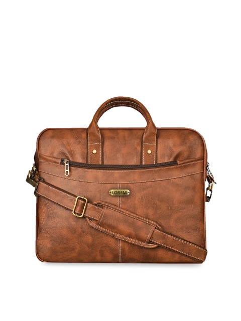 

LOREM Unisex Tan Brown Textured 16 Inch Laptop Bag