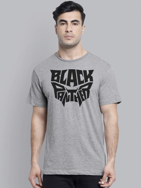 

Free Authority Men Grey Black Panther Print T-shirt
