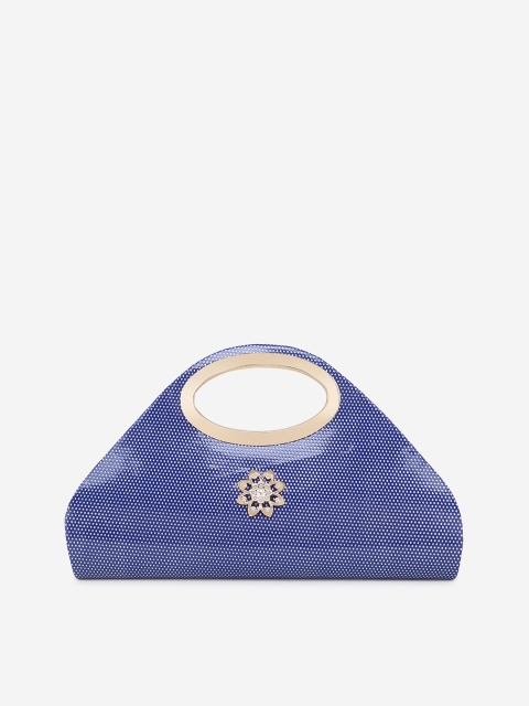 

Element Cart Blue & Gold-Toned Textured Embellished Clutch