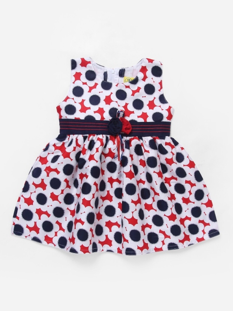 

The Magic Wand Girls Red Printed Fit and Flare Dress