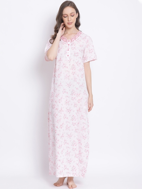 

Kanvin White & Pink Printed Nightdress