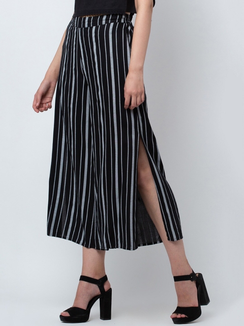 

DODO & MOA Women Black Regular Fit Striped Culottes
