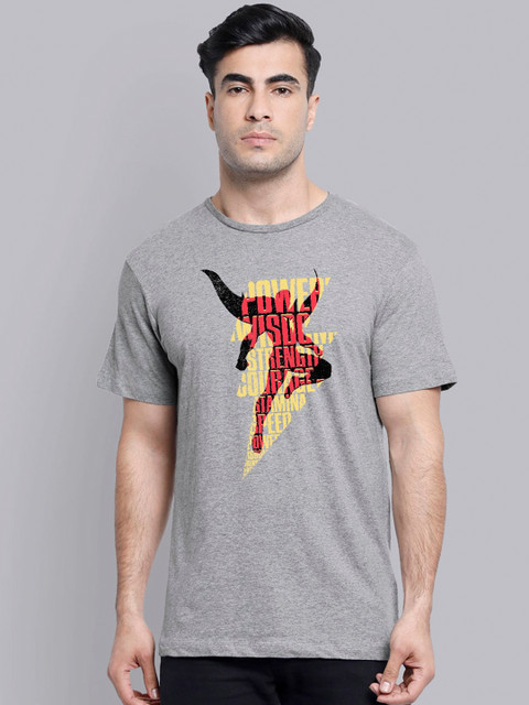 

Free Authority Men Grey Shazam Printed Round Neck T-shirt