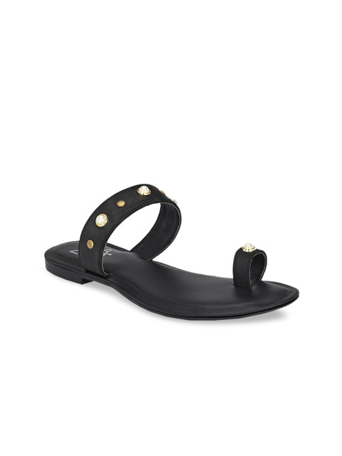 

Zebba Women Black Embellished Open Toe Flats