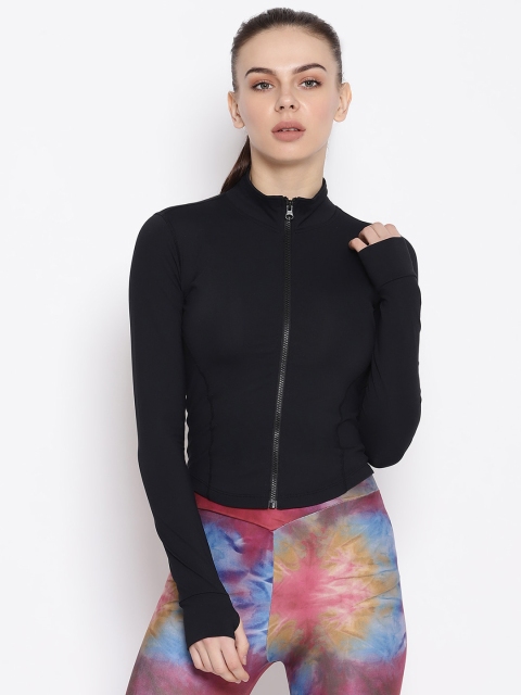 

iki chic Women Black Solid Mandarin Collar T-shirt