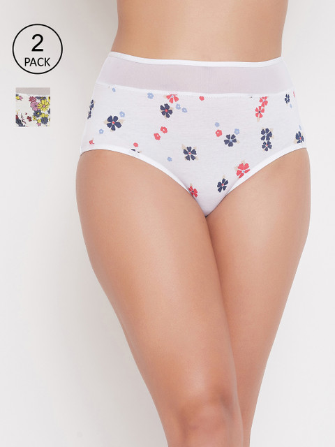 

Clovia Women Pack of 2 Printed Hipster Briefs COMPNC994, White