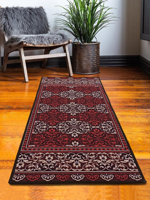 

RUGSMITH Maroon & Beige Ethnic Motifs Anti-Skid Floor Runner