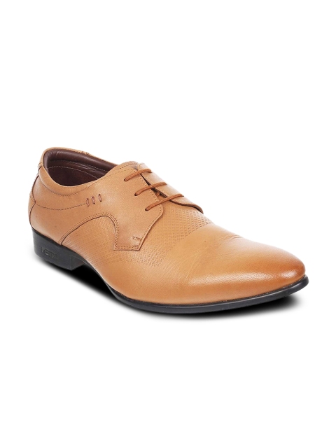

Metro Men Tan-Brown Textured Leather Formal Derbys