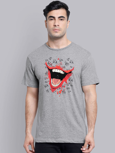 

Free Authority Men Grey Joker Printed Round Neck T-shirt