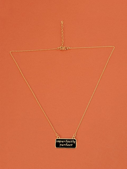 

Tistabene Women Gold-Plated & Black Imperfectly Perfect Pendent With Chain