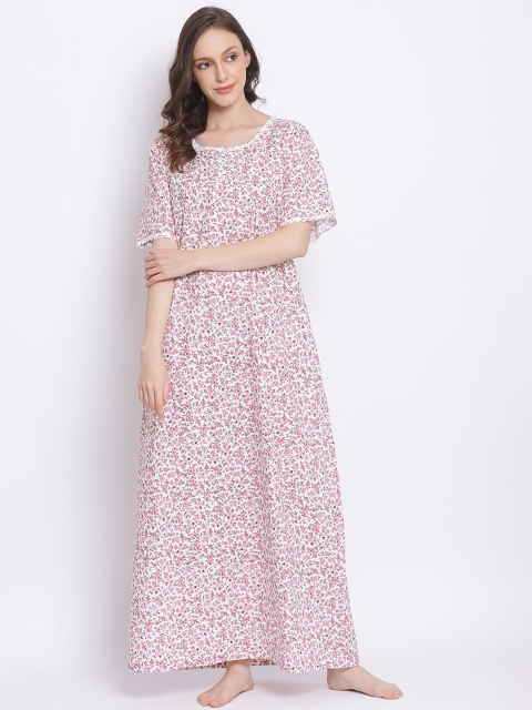 

Kanvin White & Pink Printed Nightdress