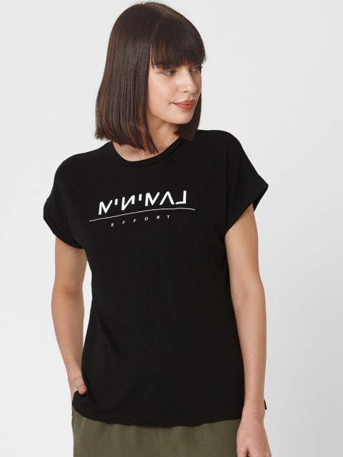 

Vero Moda Women Black Printed Round Neck T-shirt
