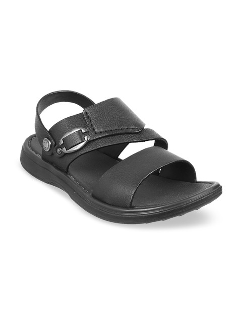 

DAVINCHI Men Black Leather Comfort Sandals