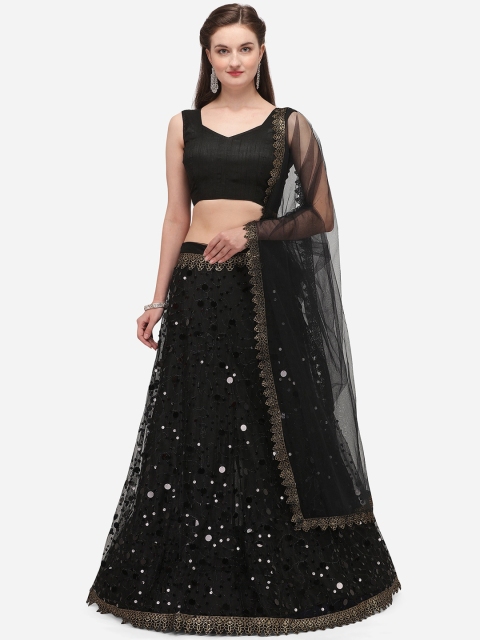 

Aasvaa Black Semi-Stitched Lehenga & Unstitched Blouse with Dupatta