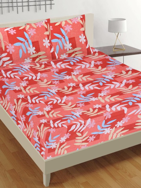 

Tistabene Red & Blue Floral 180 TC Cotton 1 King Bedsheet with 2 Pillow Covers